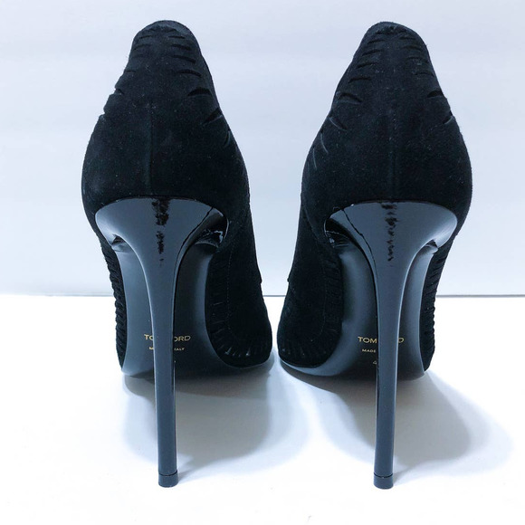 Tom Ford Black Suede Laser Cut Out Stiletto Pumps Heels Size 40.5 or US 10.5 - Picture 5 of 11